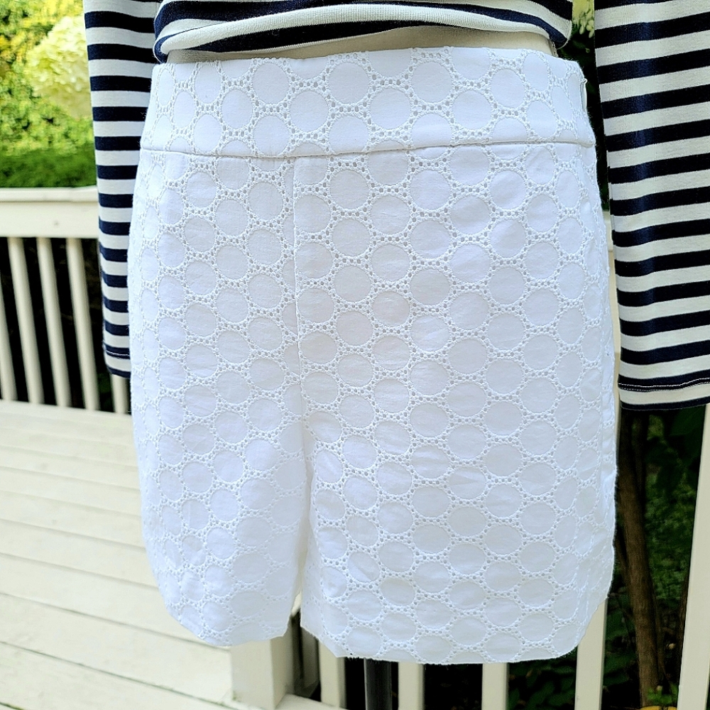 New! J Crew sz 8 White Eyelet Lace Chino Shorts NWT